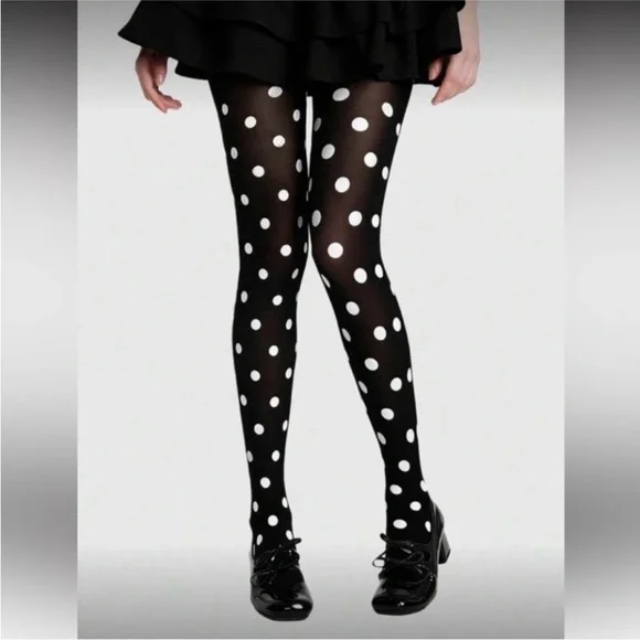 Black and White Polka Dot Tights - Picture 2 of 6